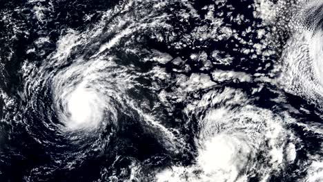 tres huracanes, tormentas, tornados, vista por satélite. algunos elementos de este video proporcionados por la nasa.