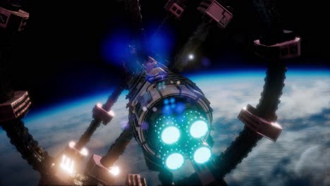la tierra y la nave espacial. nave espacial sobre la tierra