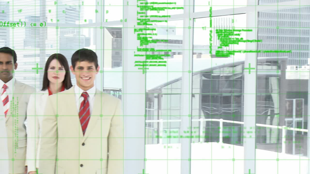 animación del procesamiento de datos sobre la gente de negocios