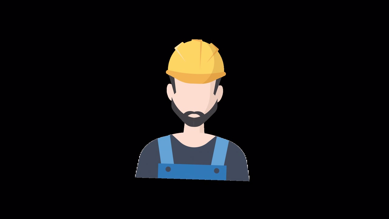 Animated Icon of a Construction Worker Putting on a Hard Hat