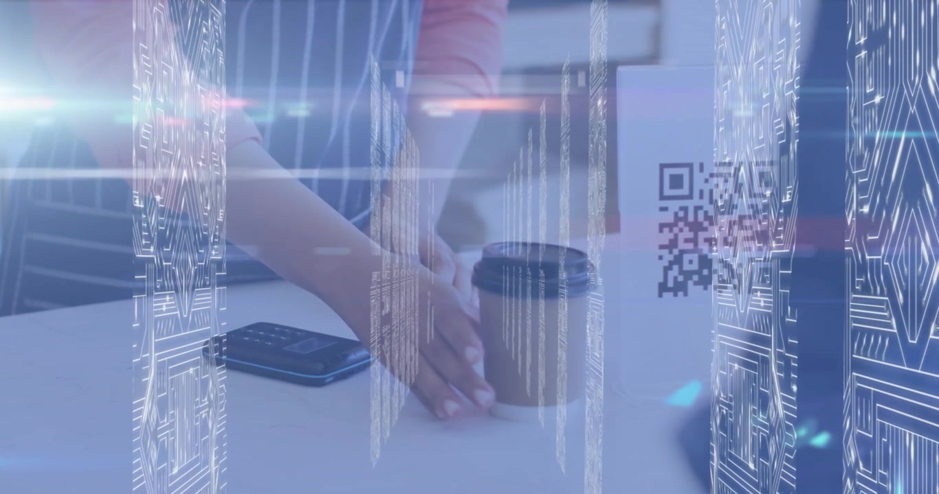 Animation of light spots over hand paying
