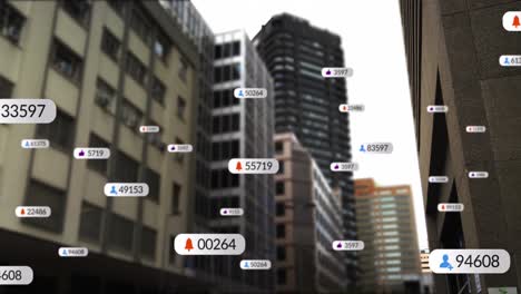 Animation-Der-Datenverarbeitung-In-Sozialen-Medien-über-Dem-Stadtbild
