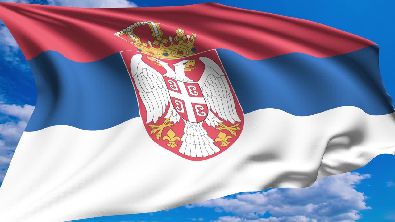 bandera de sebia contra un cielo nublado (canal alfa, en bucle)