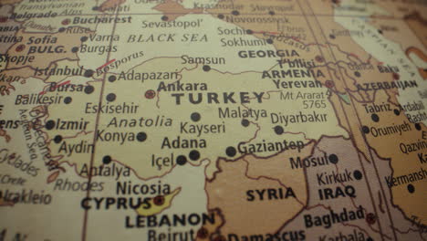 vintage world map detail - turkey region
