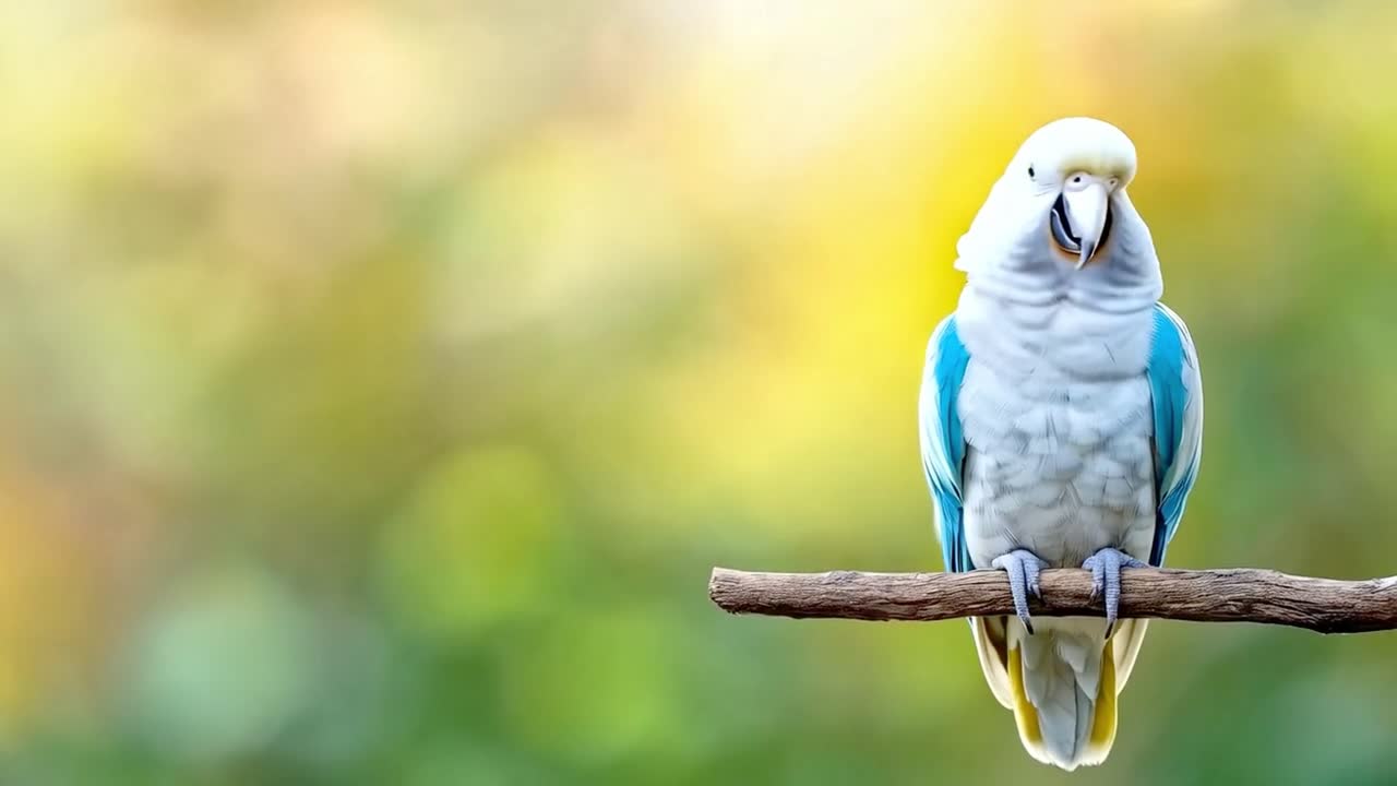 A white and blue parrot perched on a branch