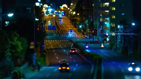 a night timelapse of the miniature traffic jam at the downtown street in tokyo