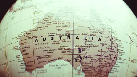 map of australia on a globe