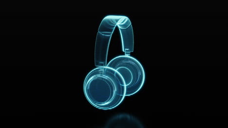 loop rotation of holographic image of headphones gaming headset, 3d rendering.