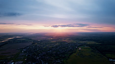 aerial summer view from flying drone of plowed field