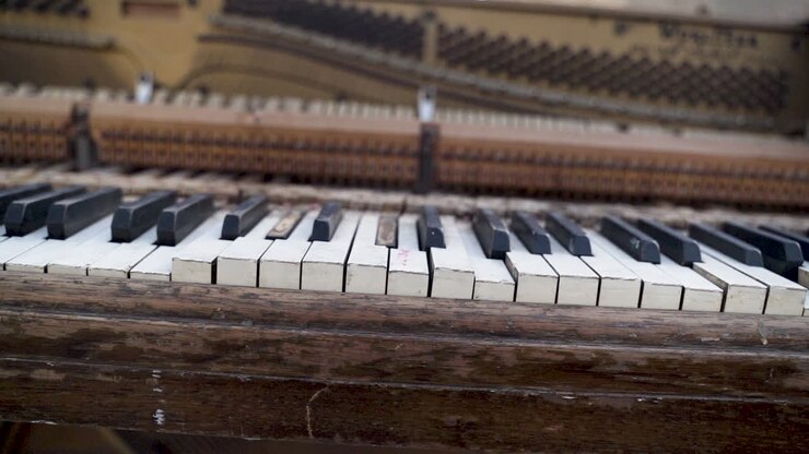 Pan of Old Warped Upright Piano