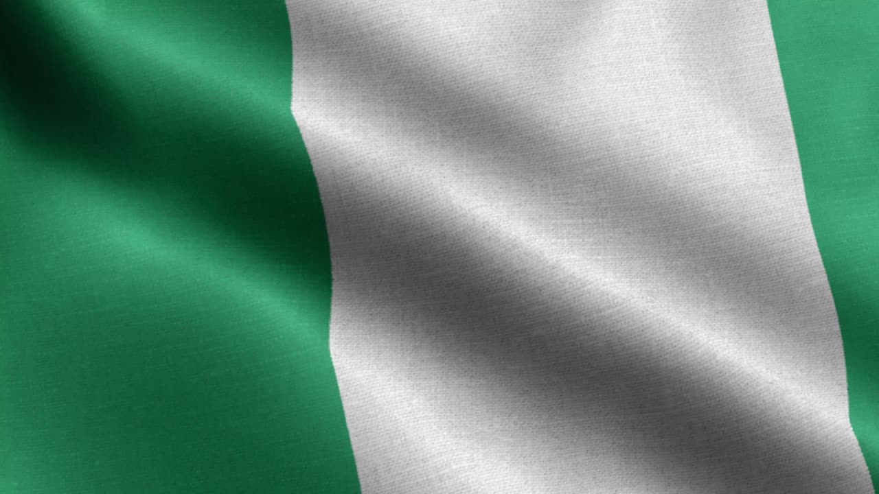 Nærbillede af flagrende 4K nationalflag fra Nigeria i loop