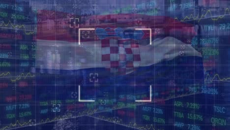 Animation-of-data-processing-over-flag-of-croatia