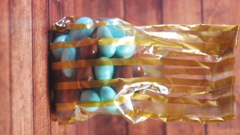 assorted chocolate candies in a transparent bag