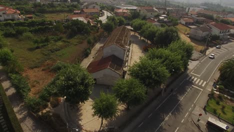roof change in old building aerial view