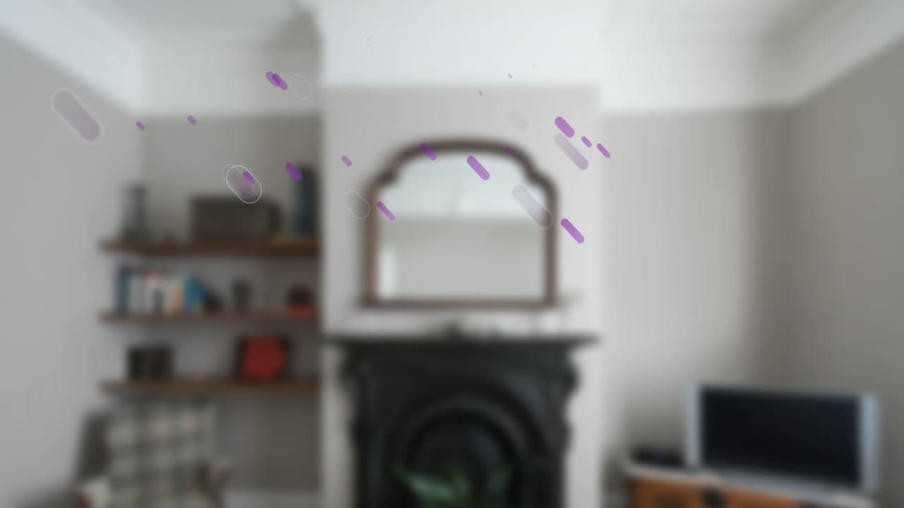 빈 집 내부에서 움직이는 모양의 애니메이션