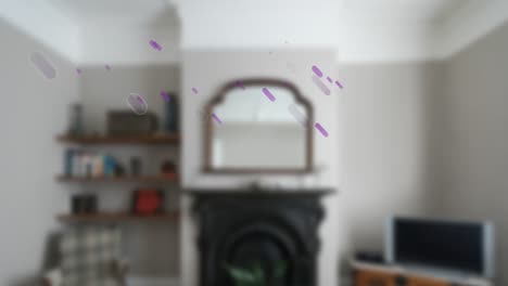 animación de formas que se mueven sobre el interior de una casa vacía