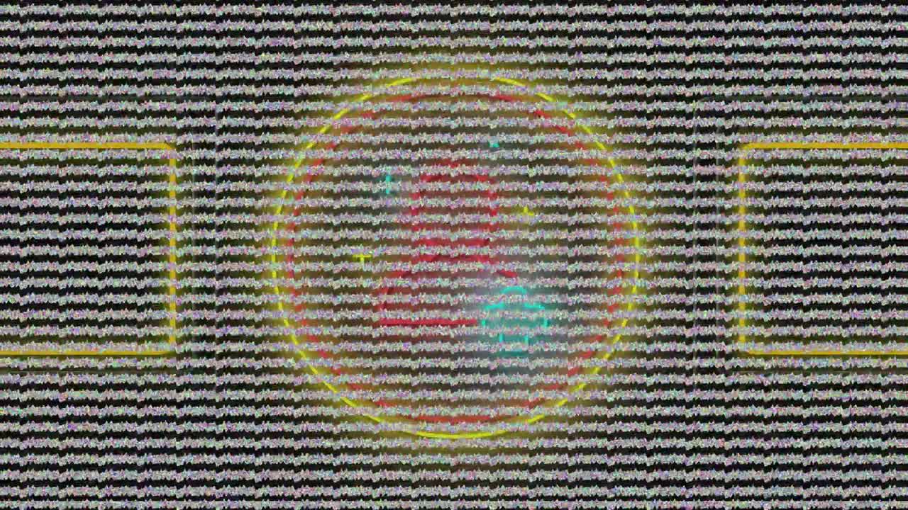 Animation of neon shapes over interference