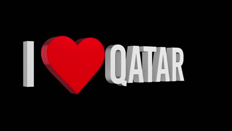 i love qatar. text and heart 3d. alpha channel