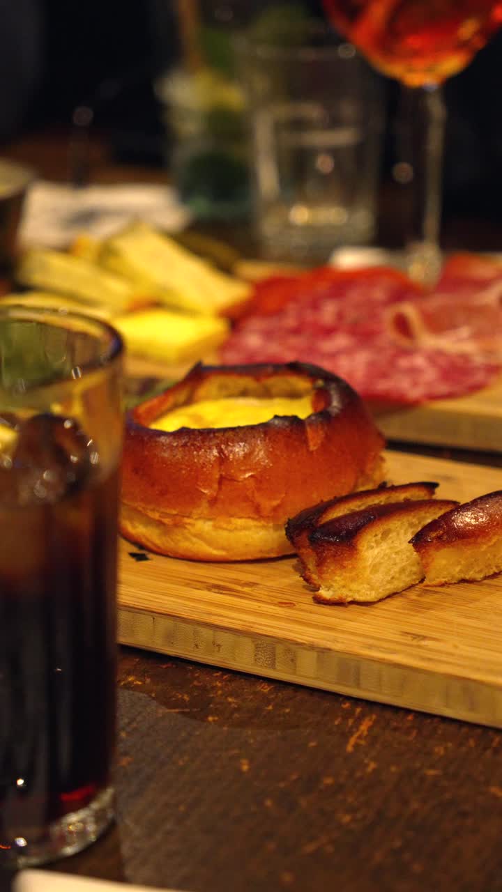 French cuisine restaurant table entree starter tapas vertical video cozy atmosphere