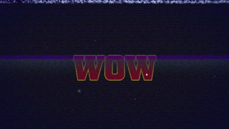 animation of wow text and interference on black background