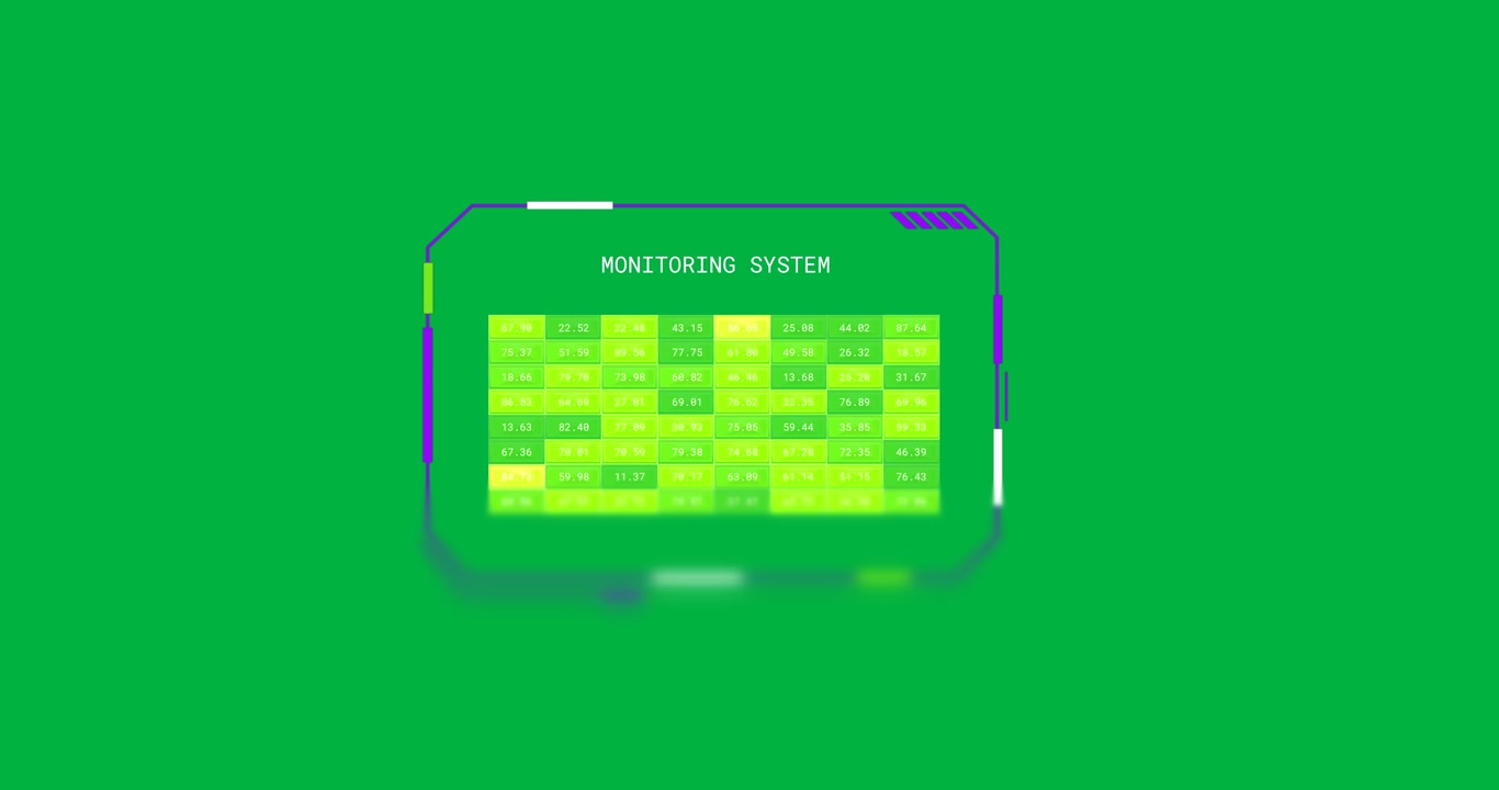 Animation of data processing on digital screen on transparent background