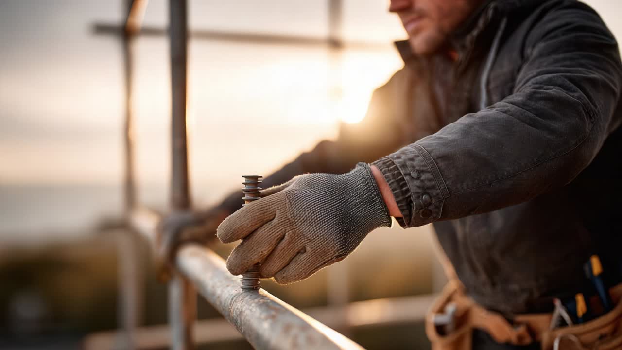 Construction Worker on Scaffolding