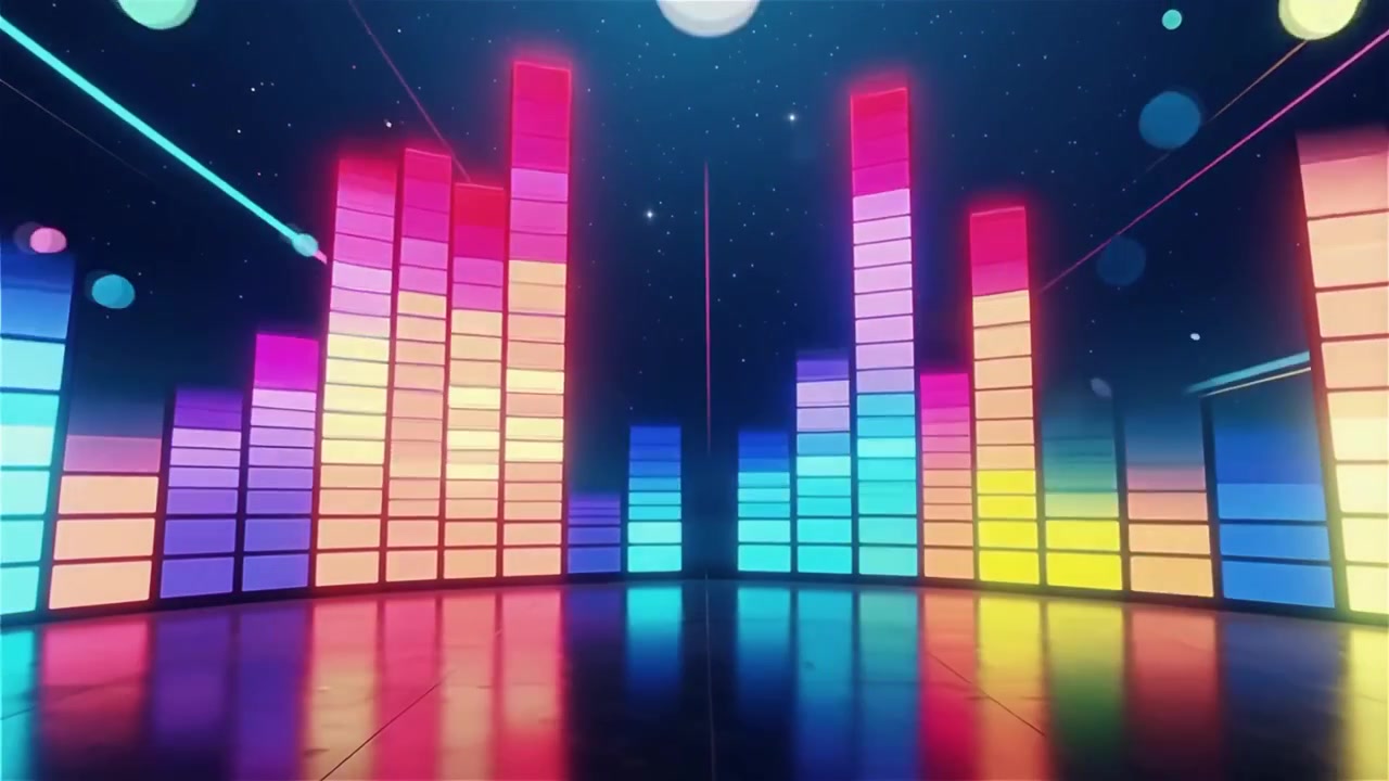 Futuristic Rainbow Neon Music Equalizer Visualizer Background