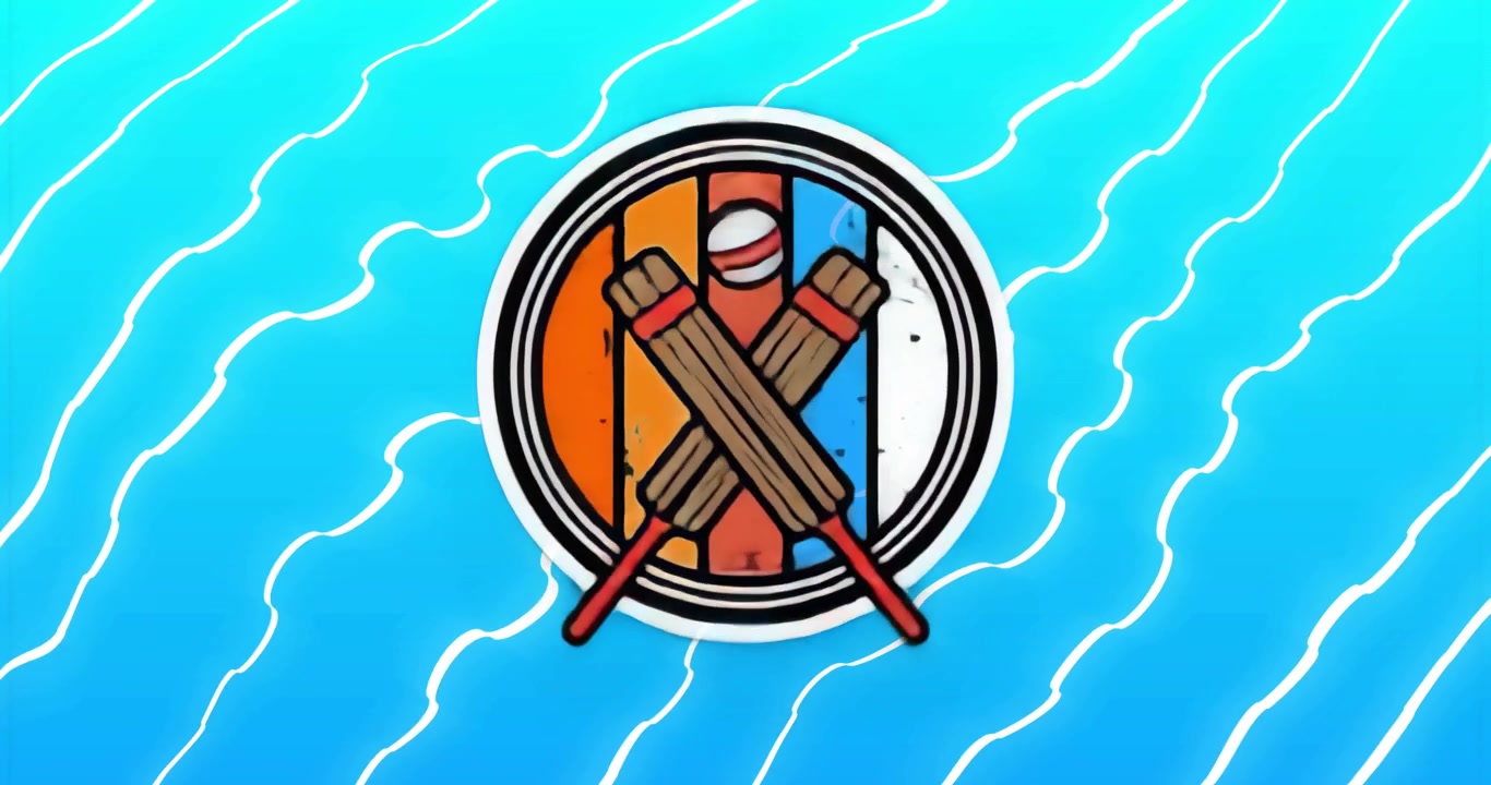 All'avvio, onde che si increspano dietro un emblema con scudo a strisce, mazze incrociate e palla che creano movimento.