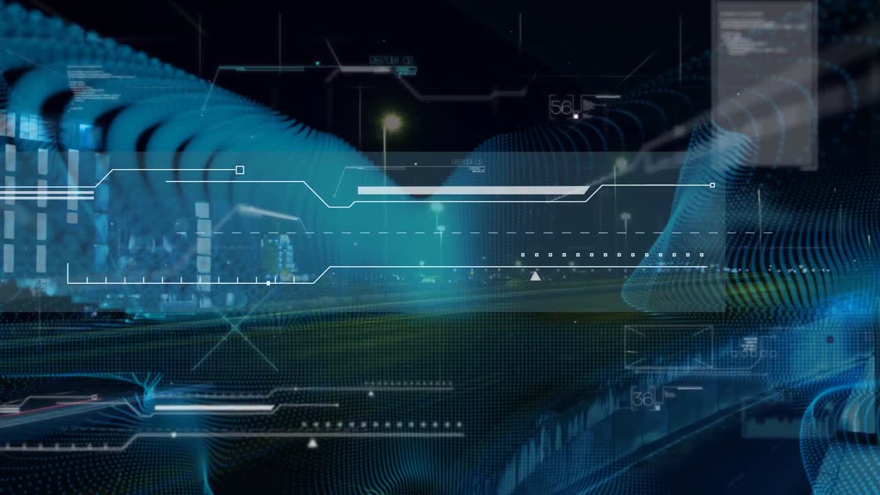 Animation of data processing over road traffic in fast motion