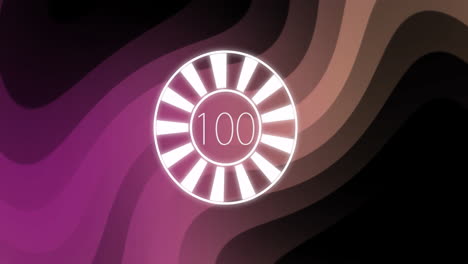 animation of circle with numbers growing to 100 over neon pattern background