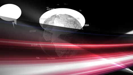 animation of data processing over globe on black background