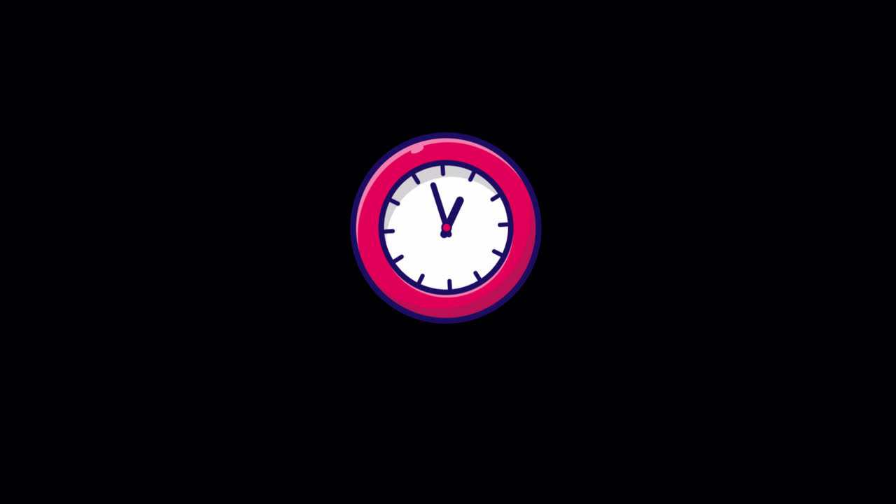 Orologio animato che ticchetta e misura il tempo su sfondo nero