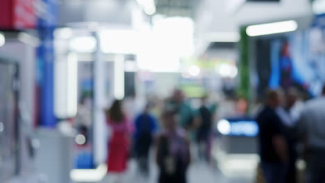blurred crowd in an indoor public space