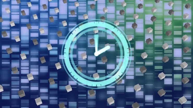 Animation of clock over science data processing
