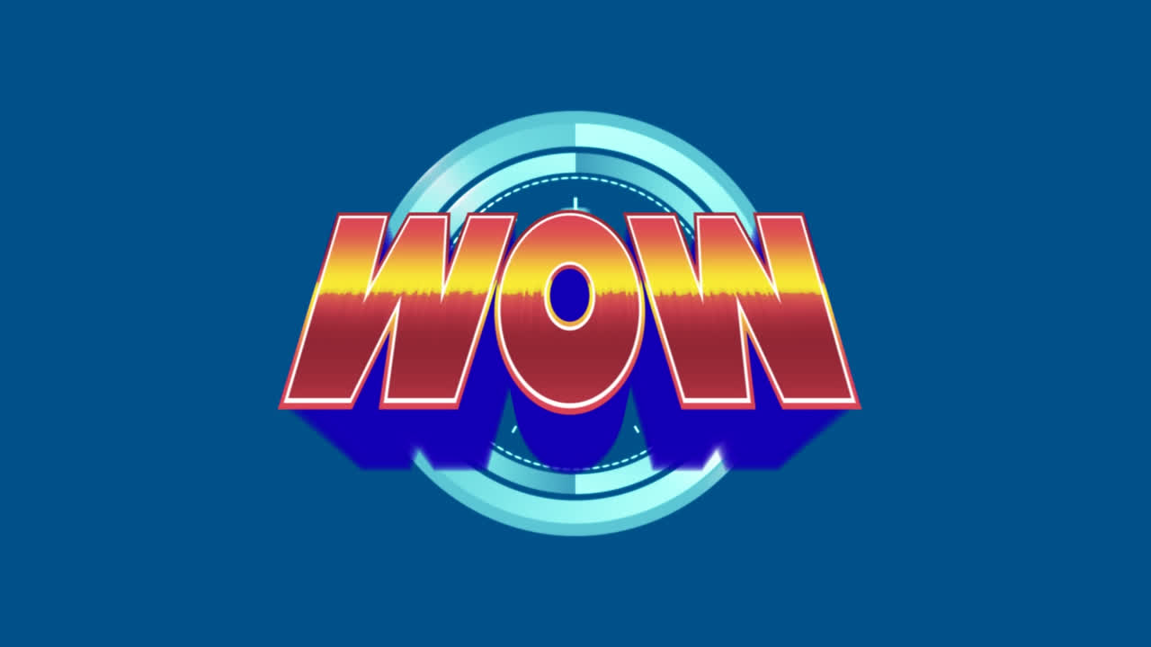 카운팅과 함께 파란색 배경에 와우의 애니메이션