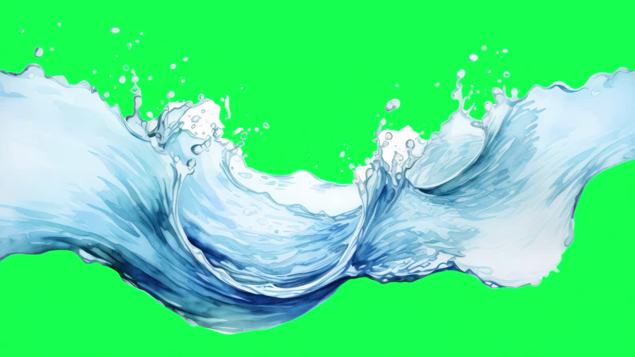 Dynamic fluid motion art animation, transparent 4K video, green screen