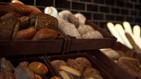 assortment of breads in a bakery