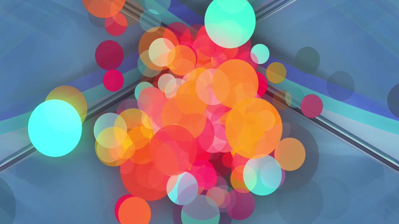 빛나는 결정 위에 있는 다채로운 반점들의 애니메이션