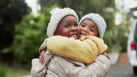 love, nature and children friends hugging