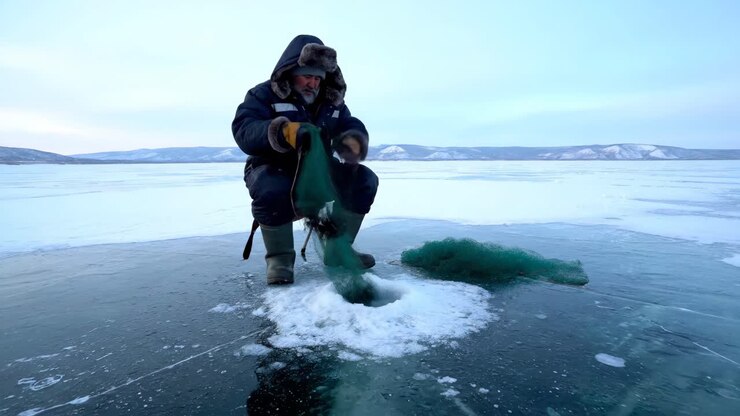 Ice Fishing in Winter