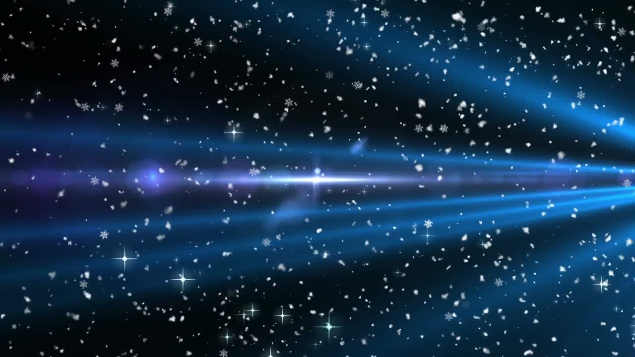 검은 바탕에 떨어지는 눈 위로 움직이는 별