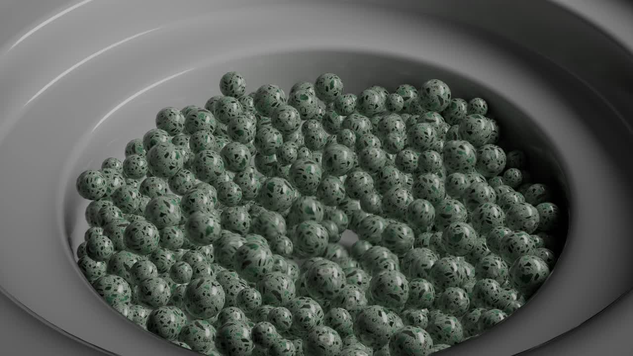 추상적인 3d 구체가 동심 터널에 떨어지는 것.