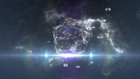 animación del globo de la red de conexiones en bucle sin costuras con nube en el fondo