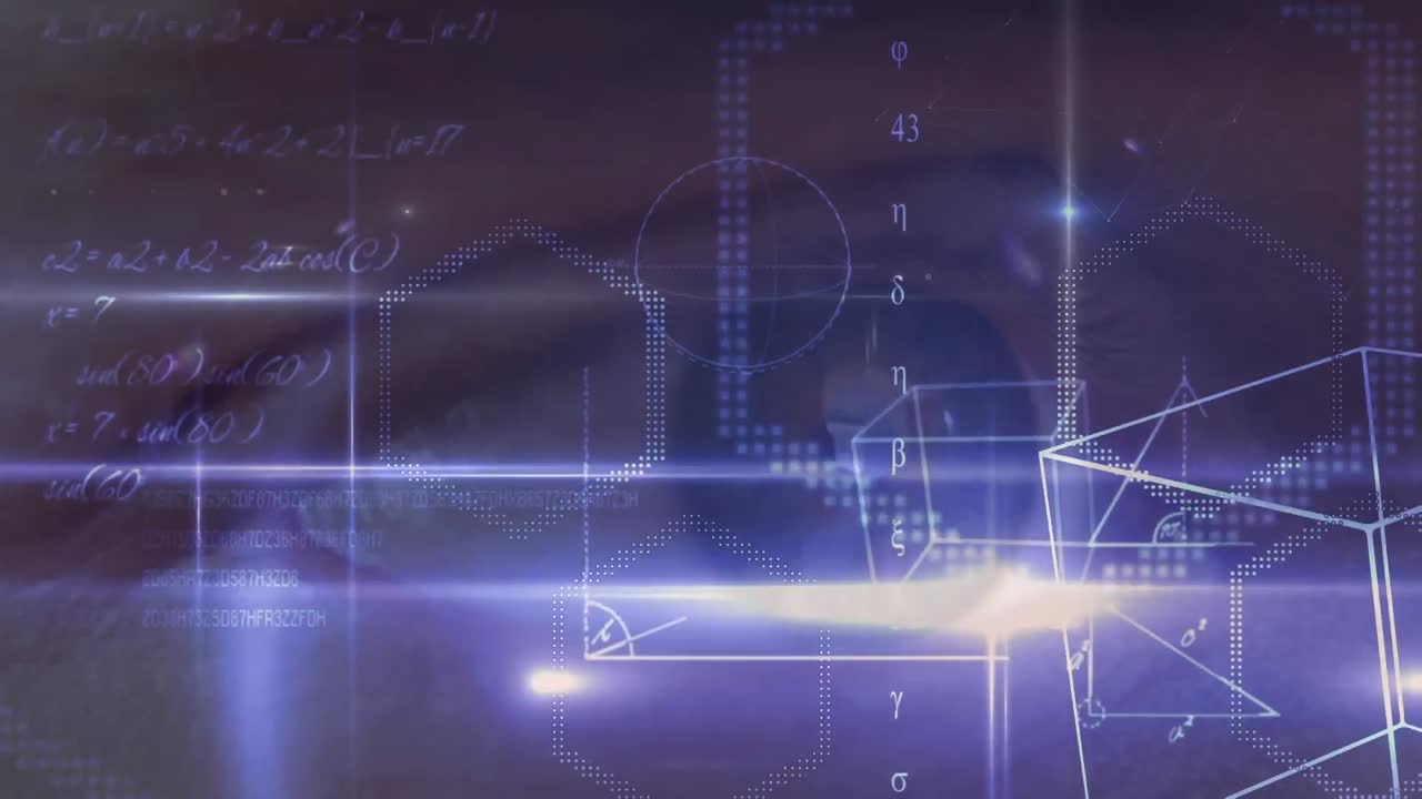 геометрические формы и пятна света на фоне мужского глаза