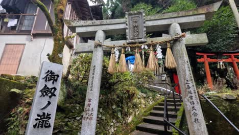 a steady walk through a traditional shinto shrine.