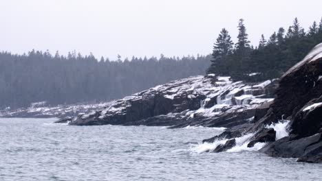 maine coastal wave splash long shot medium snow slow mo 24fps