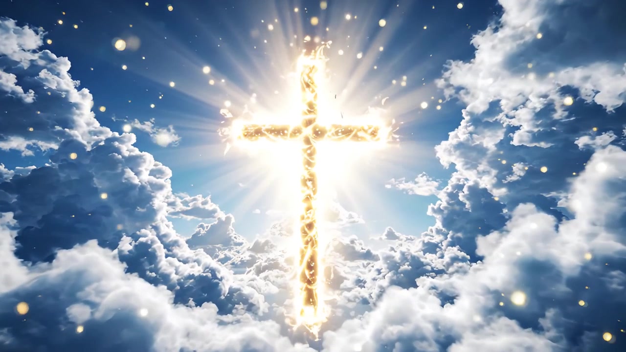 Christliches Kreuz Himmlisches Licht Anbetungshintergrund 4K