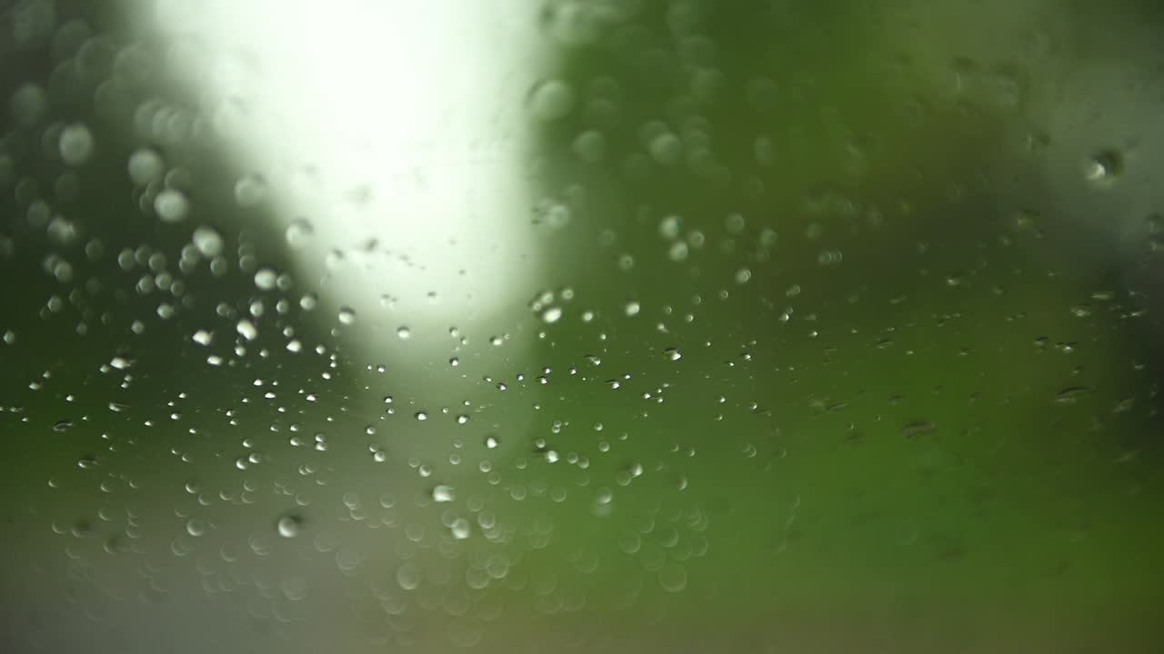 Movement of Rain falling on car windshield
