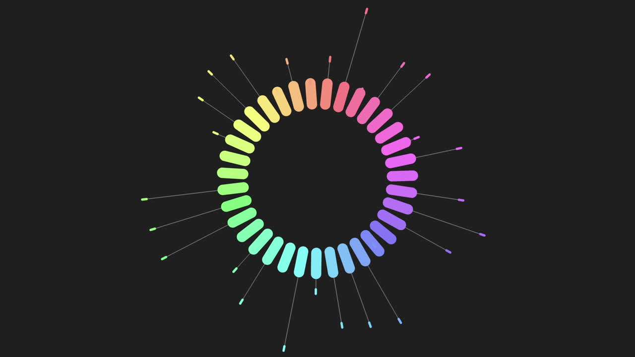 líneas circulares de arco iris sobre un fondo negro