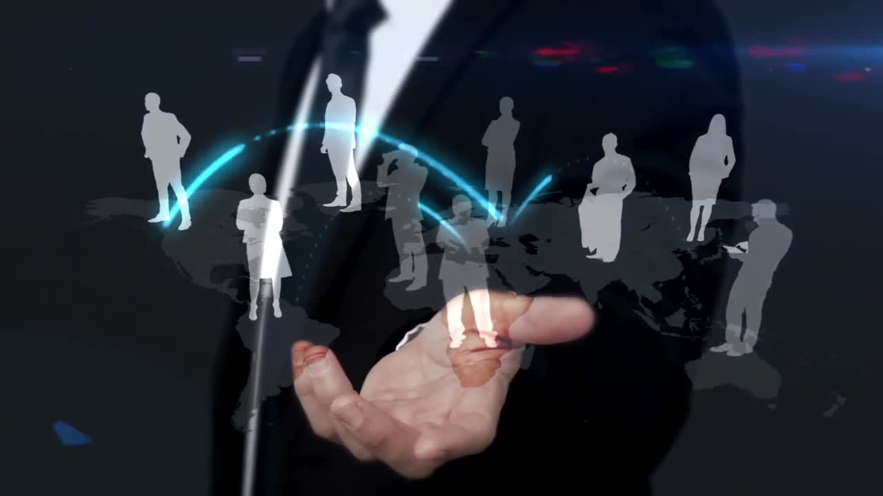 Businessman presenting hologram